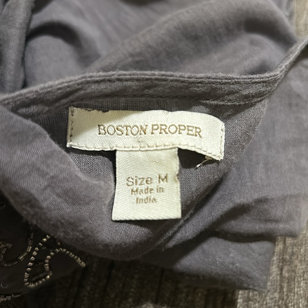 Boston Proper Beaded 3/4 Sleeve Boho Top - Picture 11 of 11